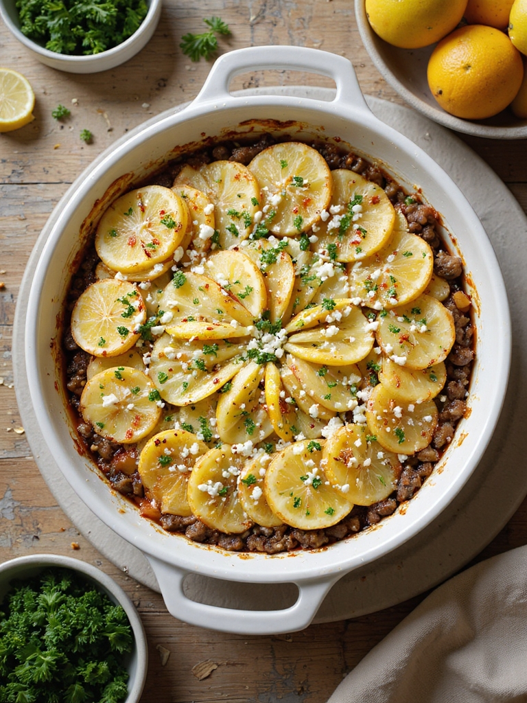 lemony greek lamb potato bake