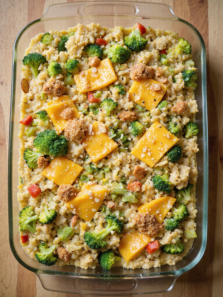 lightened creamy broccoli rice casserole