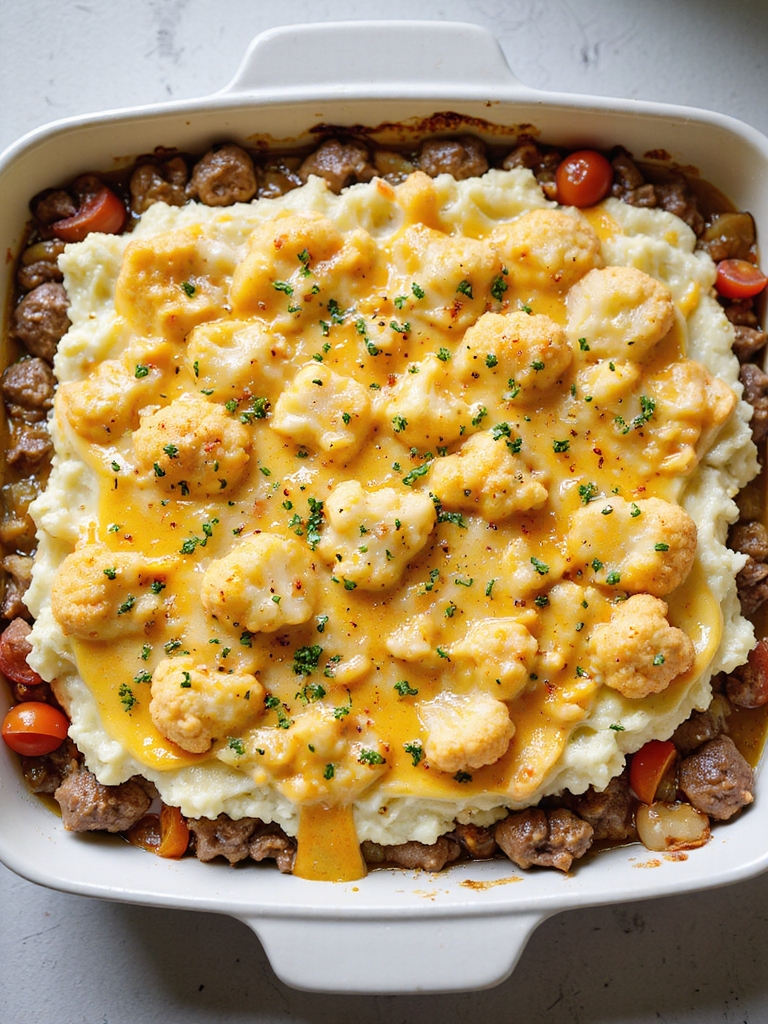 low carb cheesy cauliflower casserole