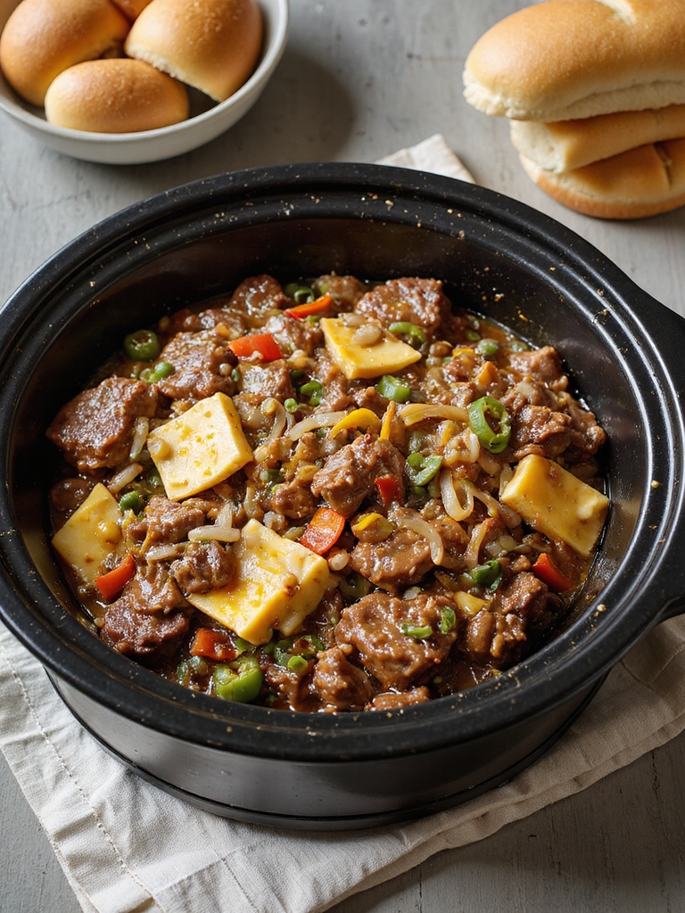 make ahead crockpot philly cheesesteaks