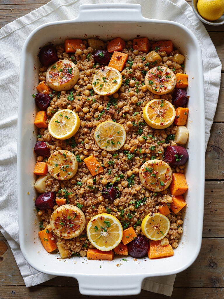 make ahead roasted root casserole