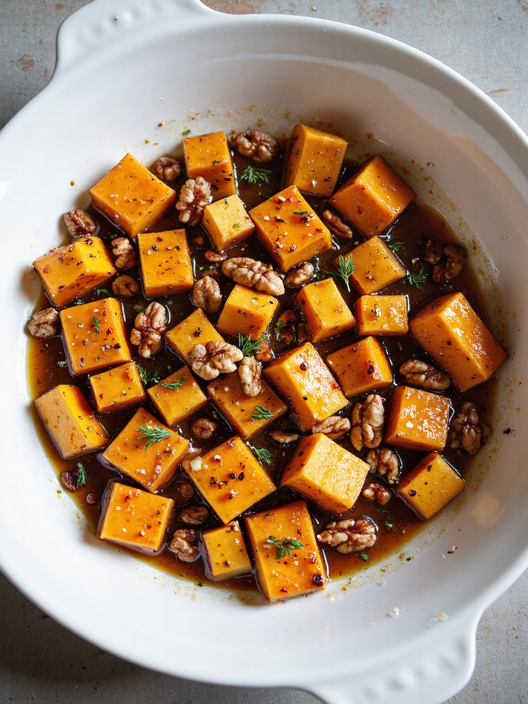 maple bourbon glazed roasted squash