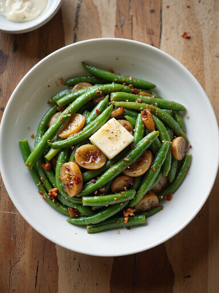 maple dijon glazed slow cooked greenbeans