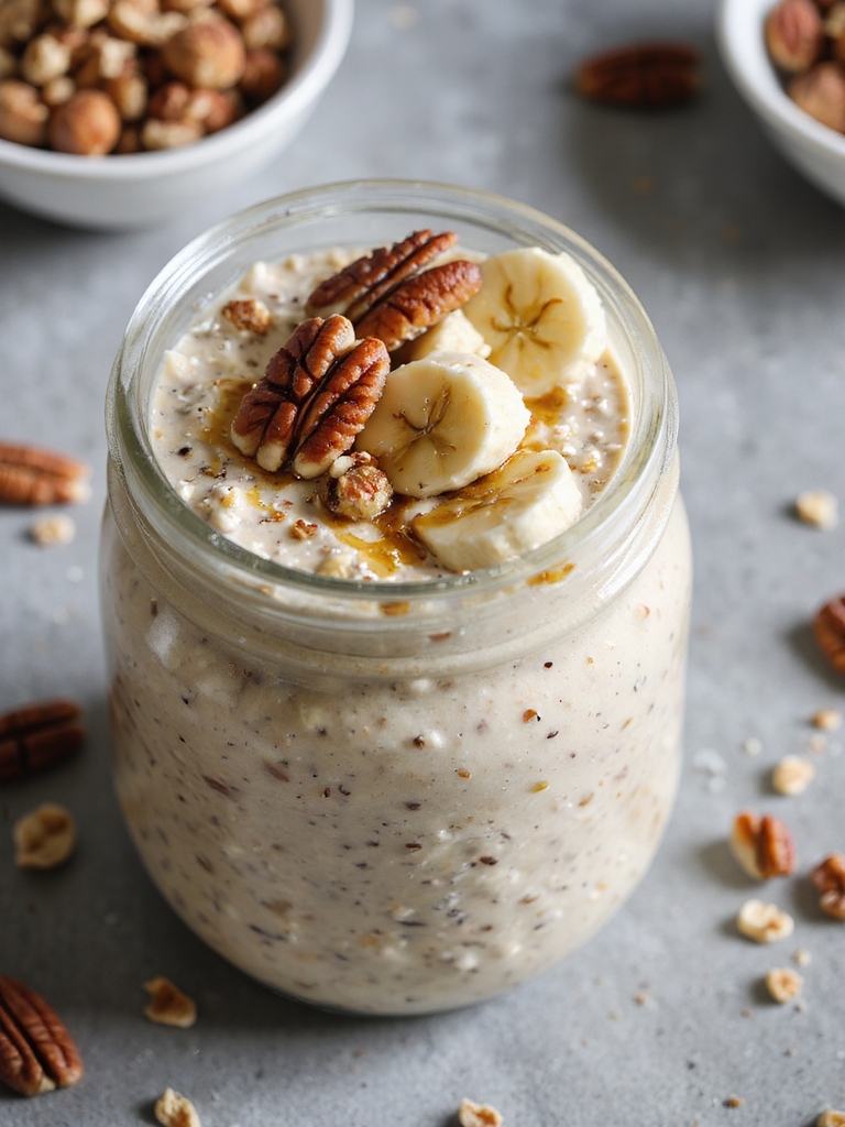 maple pecan banana overnight oats