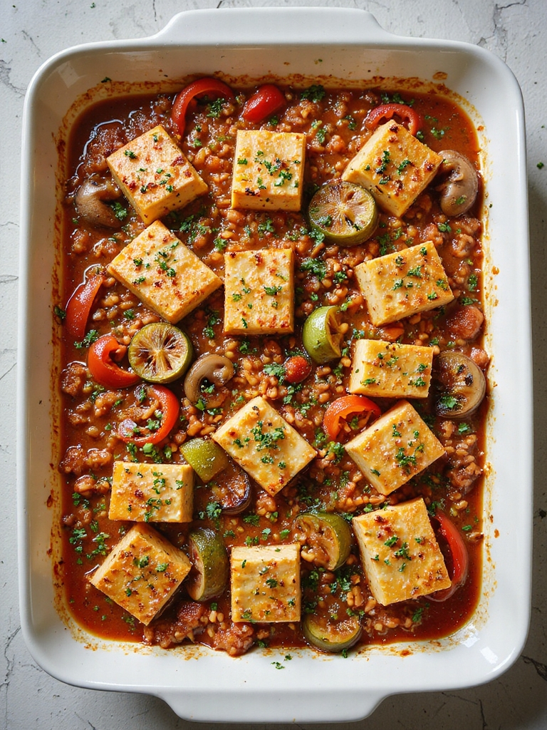 marinated baked tofu casserole