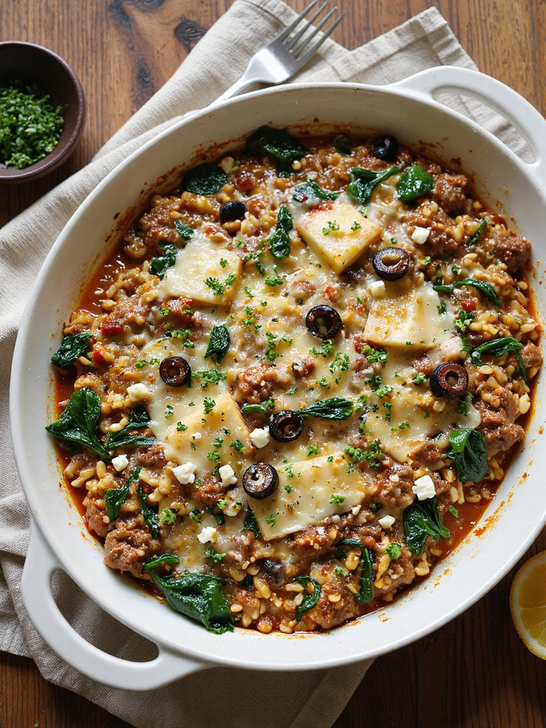 mediterranean beef orzo casserole