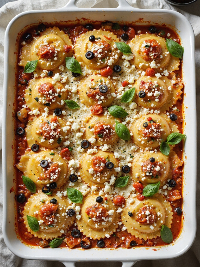 mediterranean olive feta ravioli