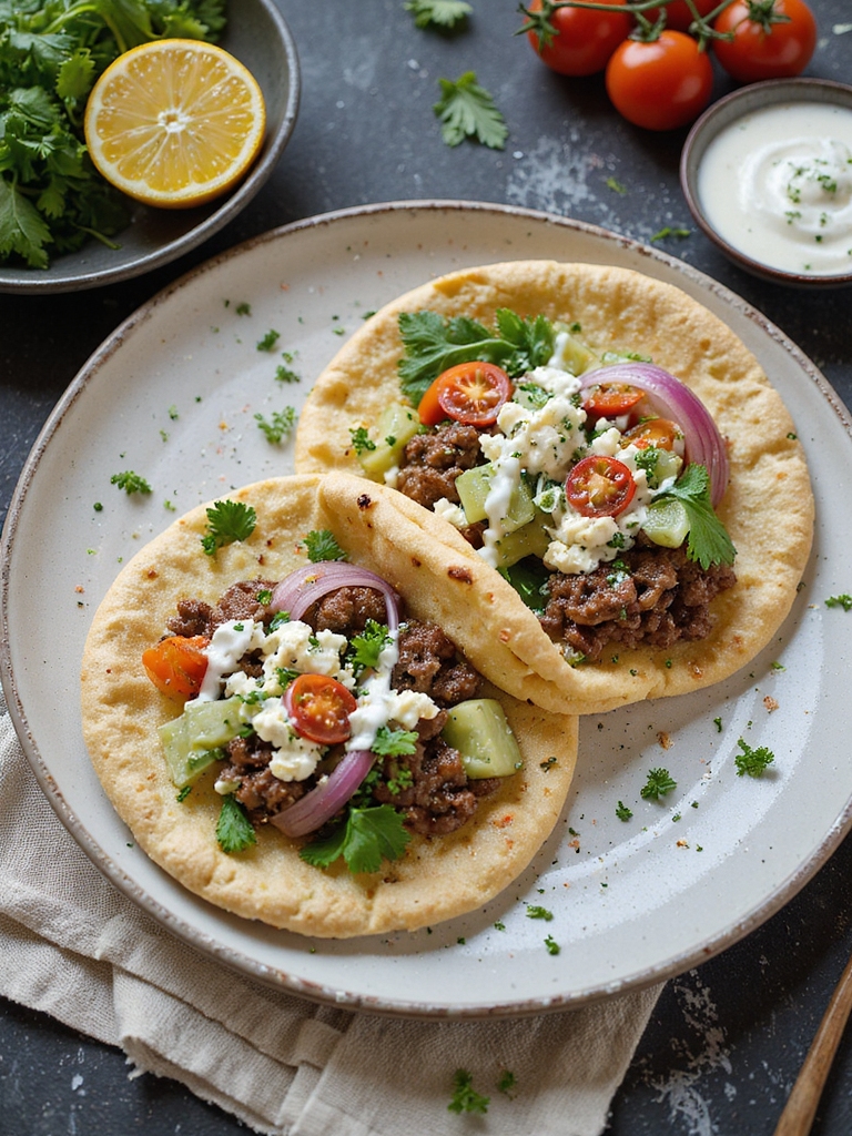 mediterranean spiced lamb pita