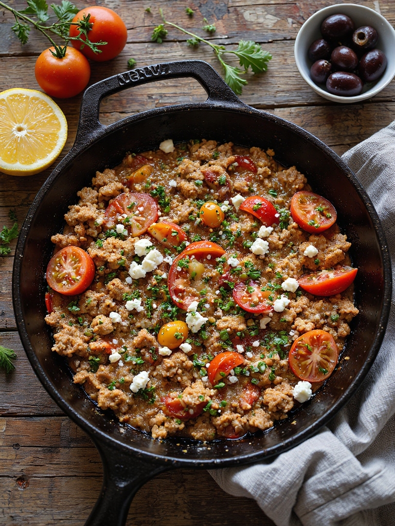 mediterranean turkey skillet dinner