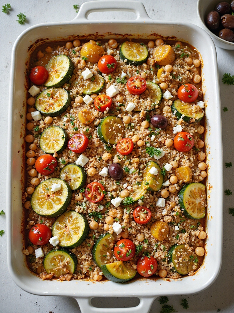 mediterranean zucchini tomato chickpea casserole