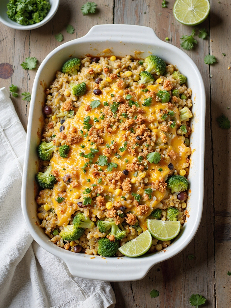 mexican inspired cheesy broccoli casserole