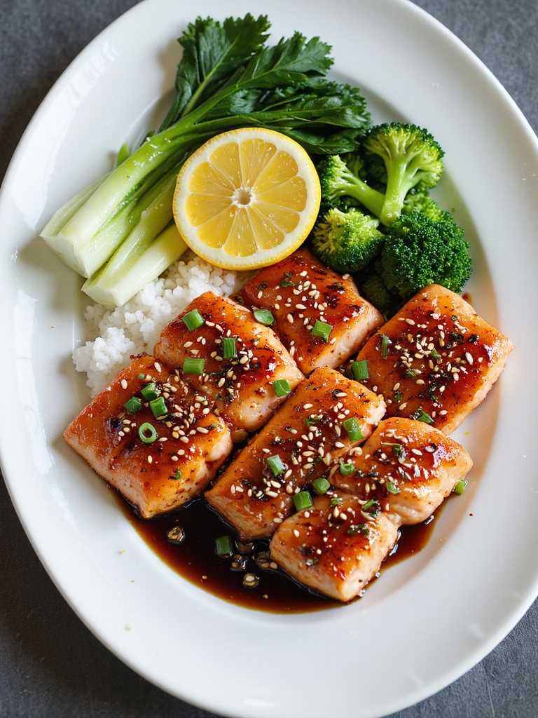 miso glazed salmon with greens