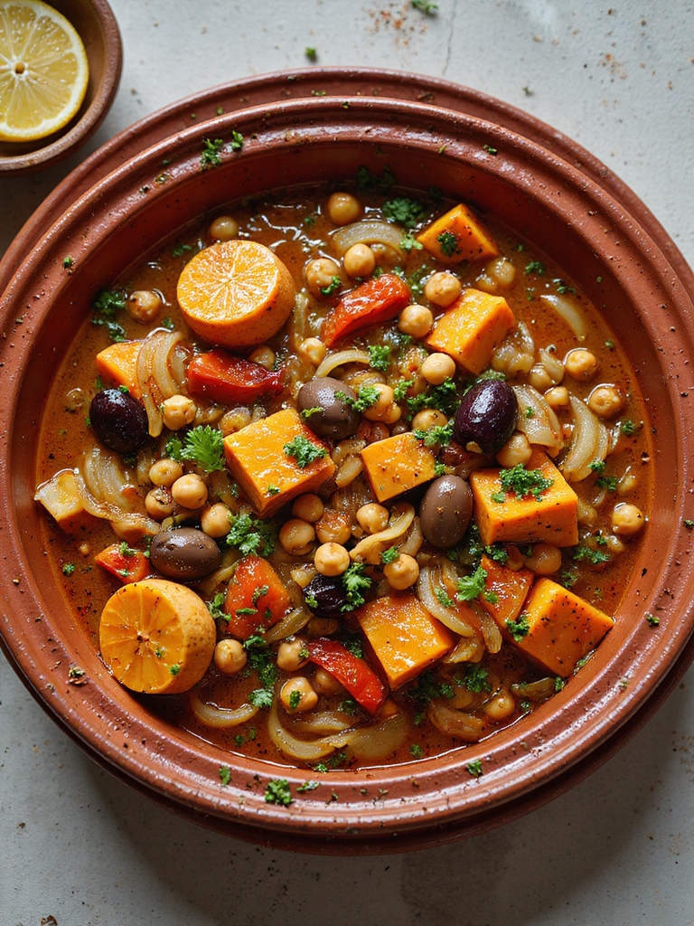 moroccan spiced vegetable chickpea tagine