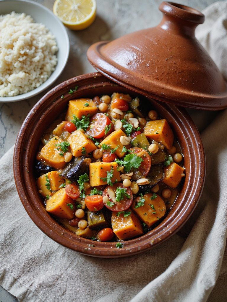 moroccan spiced vegetable tagine with couscous