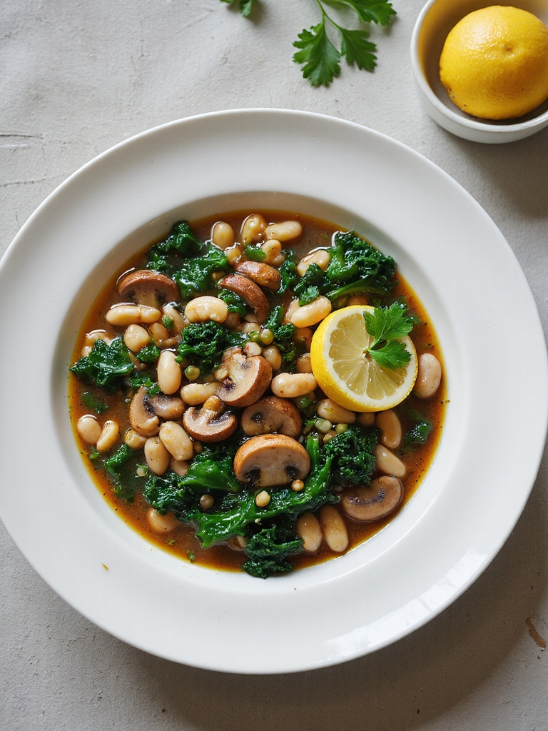 mushroom kale white bean stew