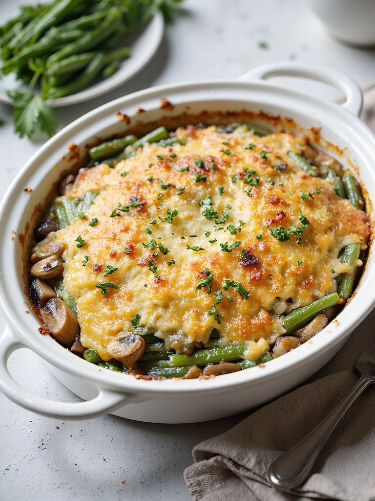 mushroom thyme green bean gratin
