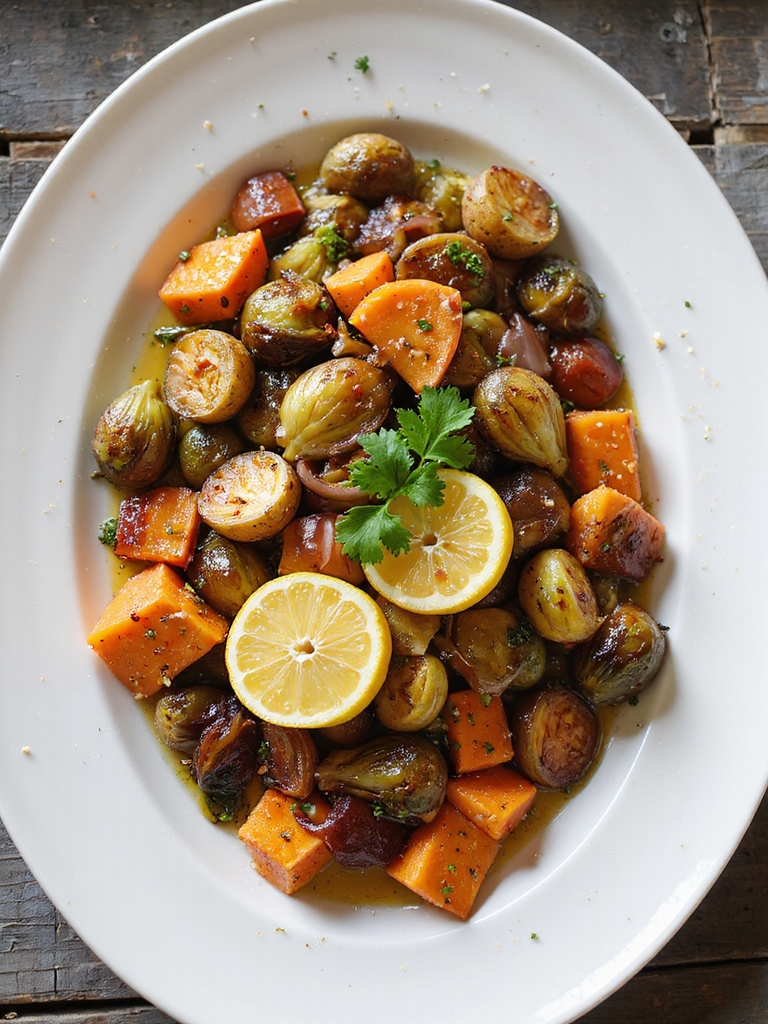 mustard maple roasted autumn vegetables