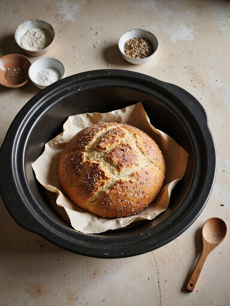 no knead whole wheat crockpot bread