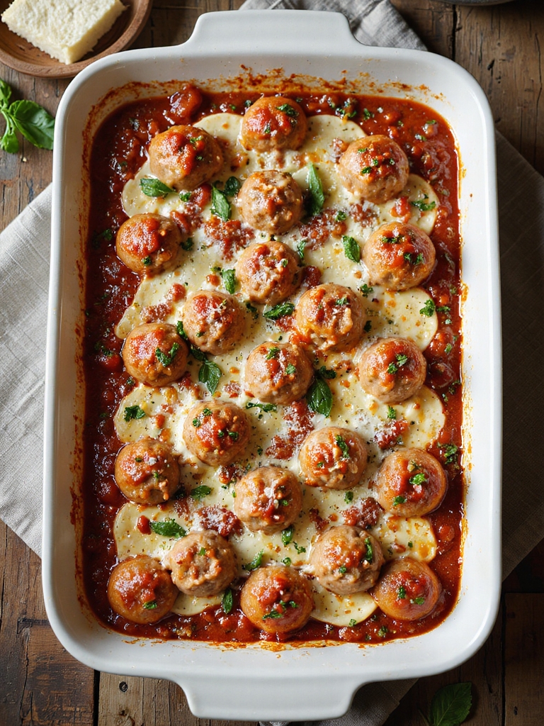 one dish baked meatball pasta