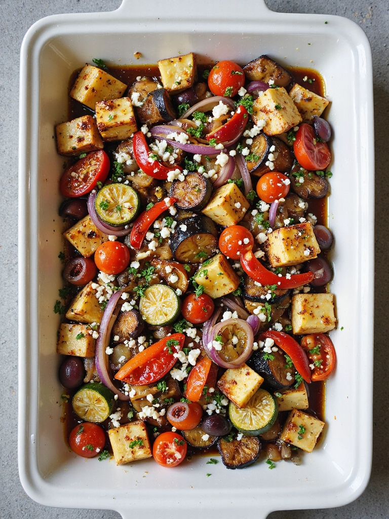 one pan mediterranean roasted vegetables