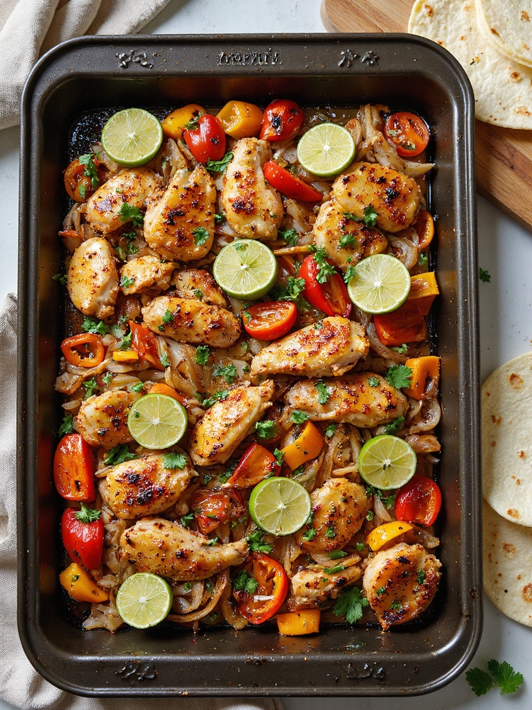 one pan roasted chicken fajitas