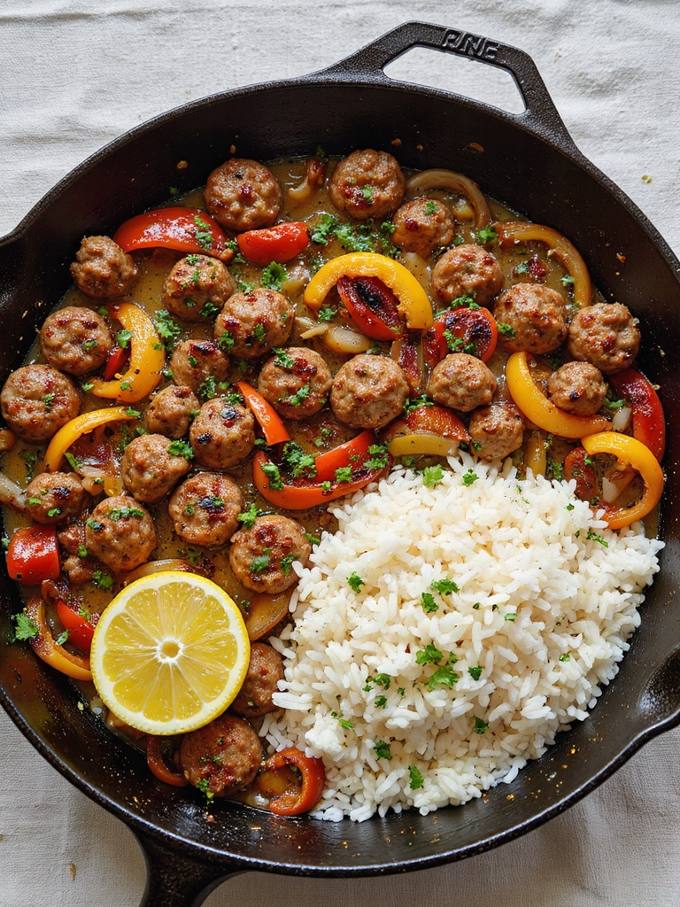 one pan sausage peppers rice