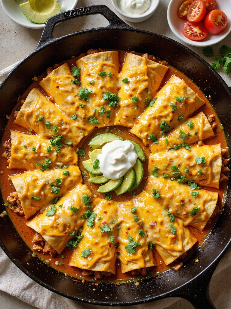 one skillet cheesy chicken enchiladas