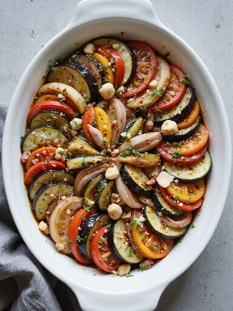oven roasted autumn vegetable casserole