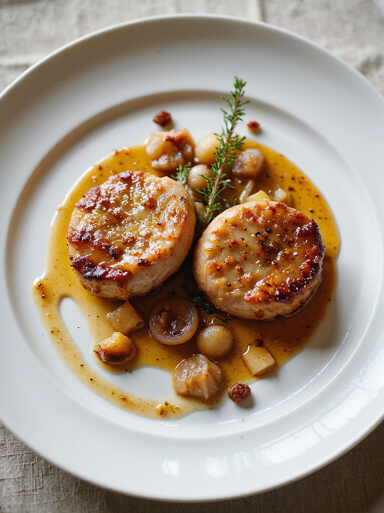pan seared pork chops with r duction