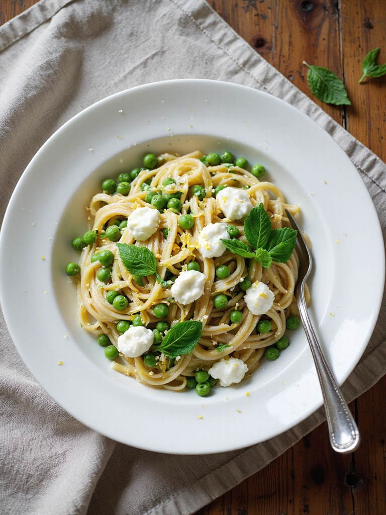 pea mint ricotta pasta