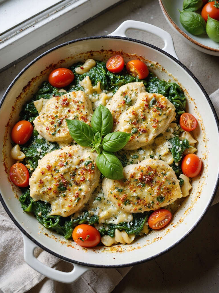 pesto chicken tomato casserole