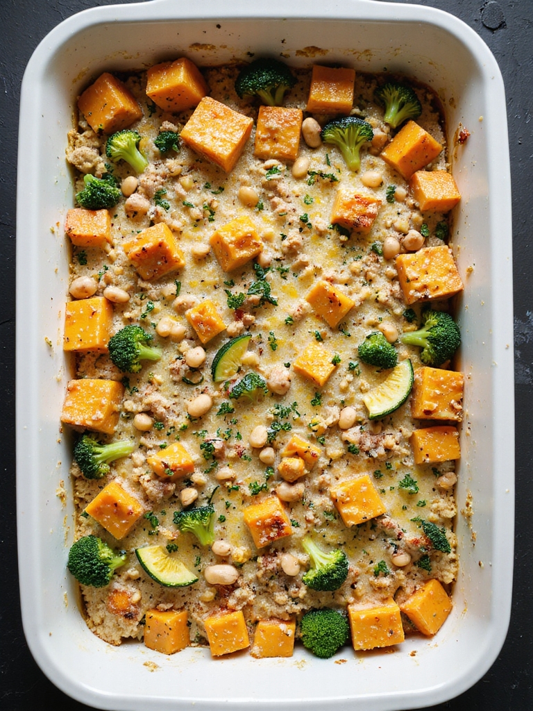 protein packed roasted vegetable casserole