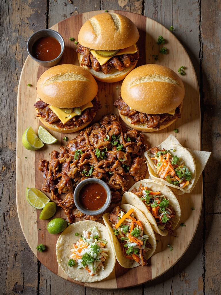 pulled pork sandwiches tacos
