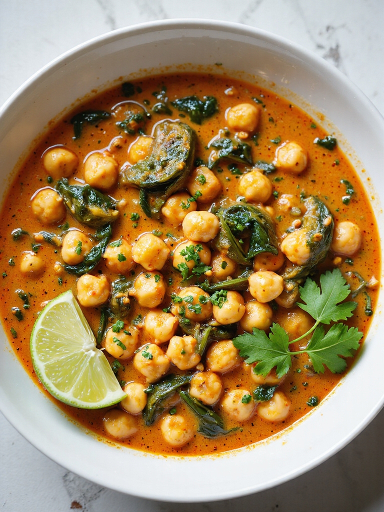 quick creamy chickpea spinach curry