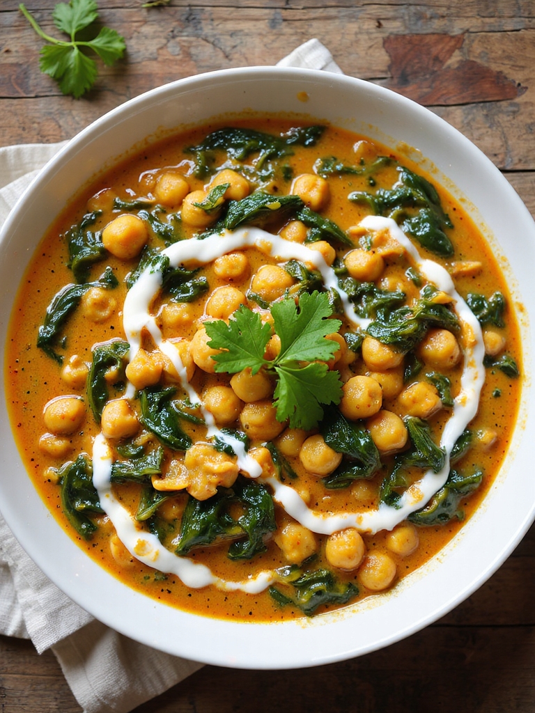 quick creamy chickpea spinach curry