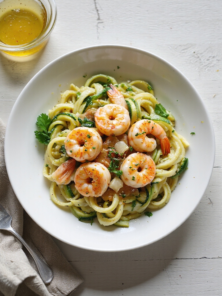 quick garlicky shrimp zucchini noodles