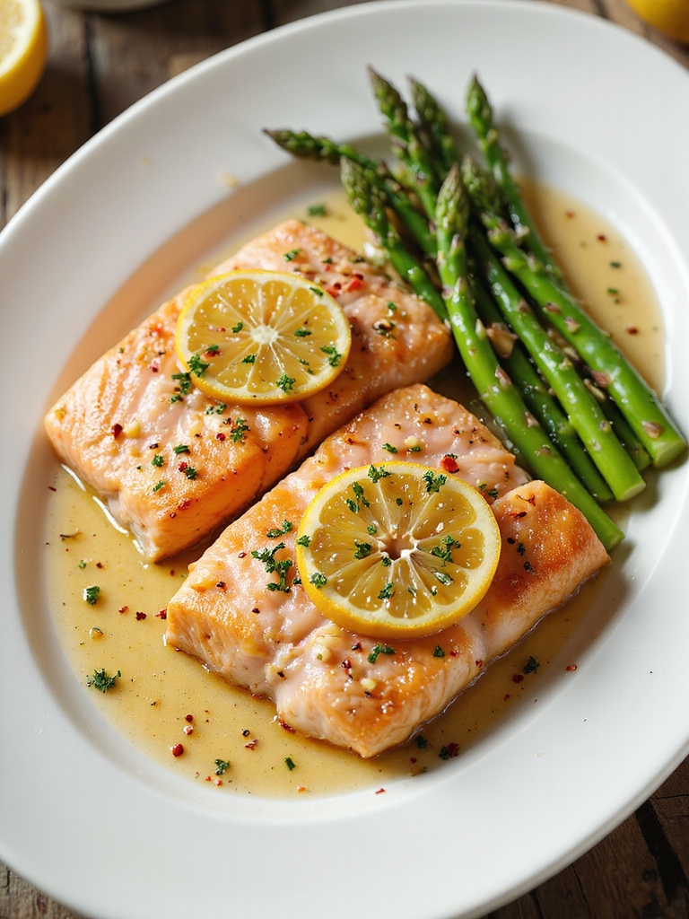 quick lemon garlic salmon with asparagus