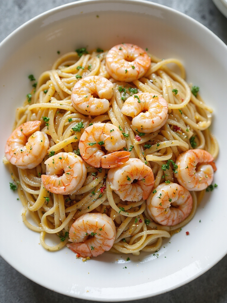 quick lemon garlic shrimp pasta