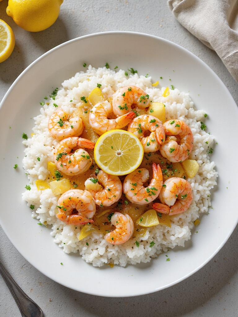 quick lemon garlic shrimp rice