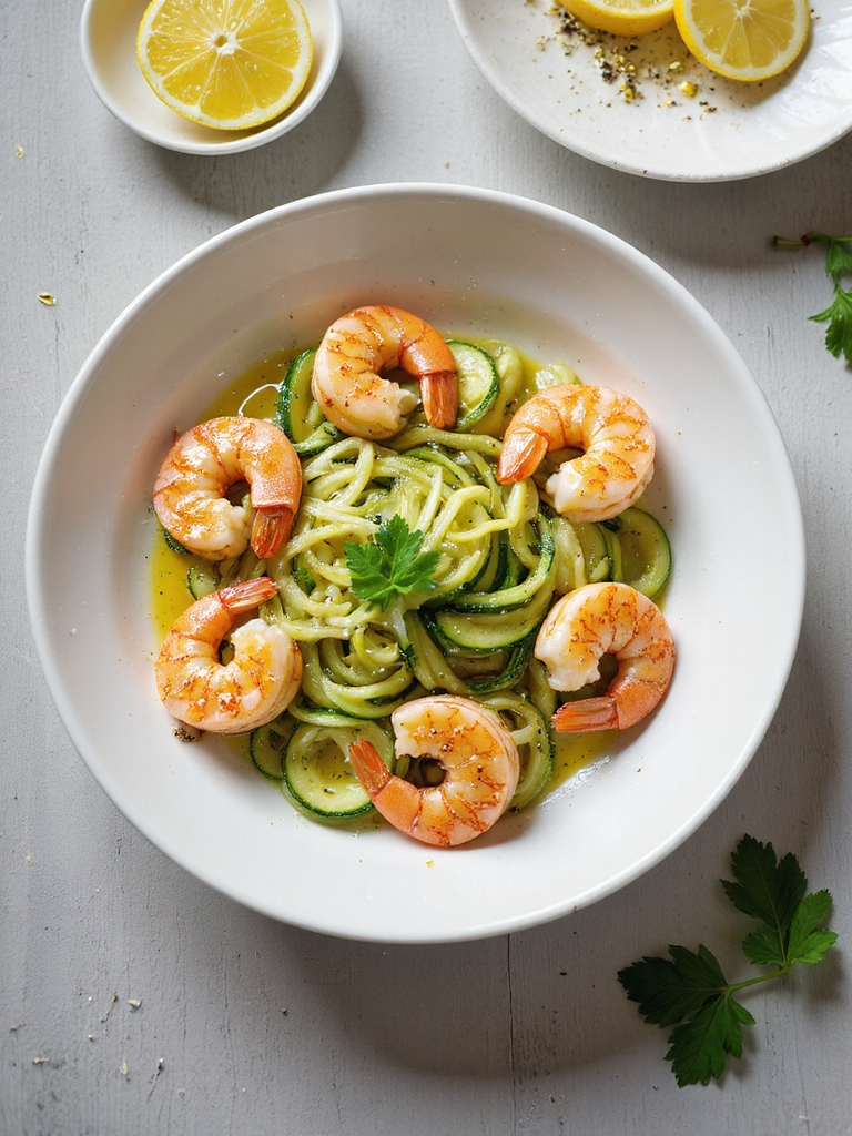 quick lemon garlic shrimp zoodles