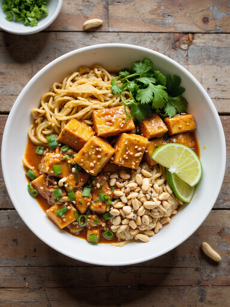quick spicy peanut tofu noodles