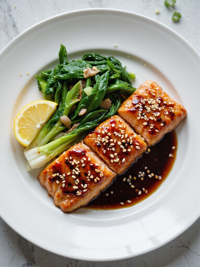 quick teriyaki salmon with greens