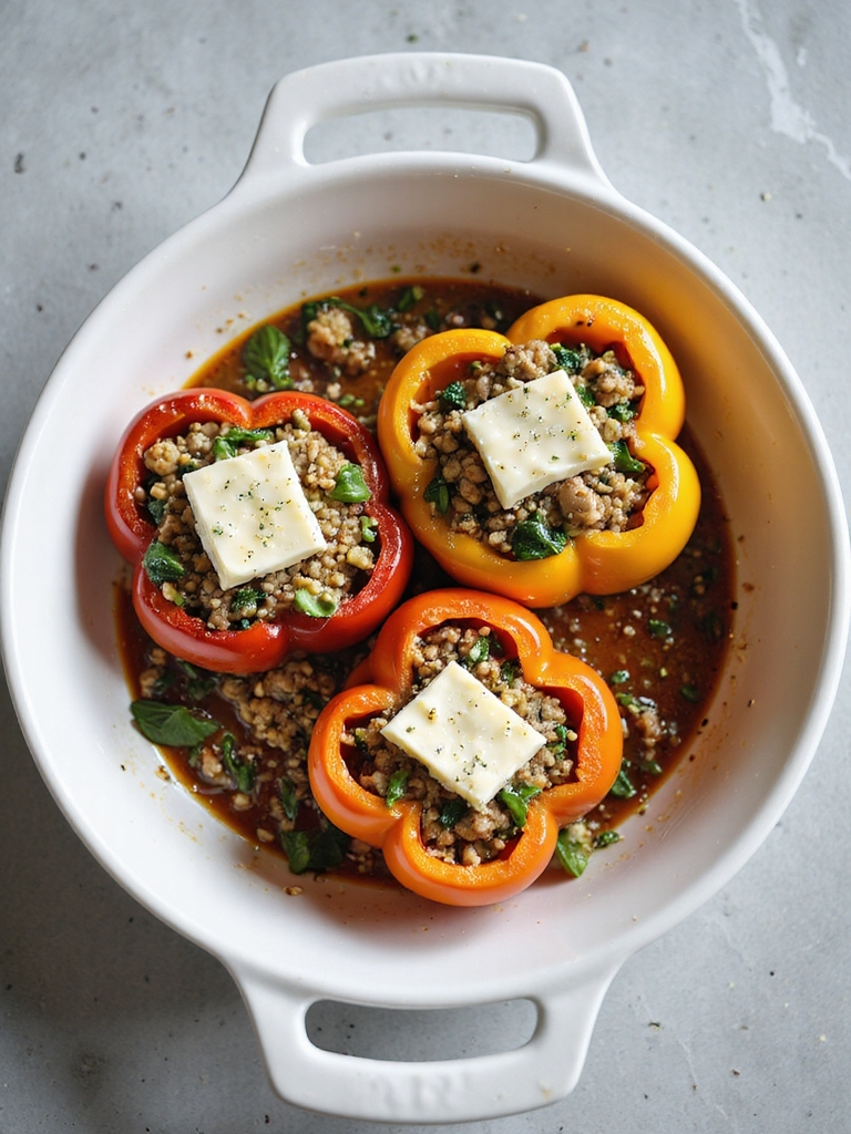 quinoa stuffed colorful roasted peppers