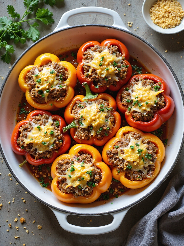 quinoa stuffed savory baked peppers