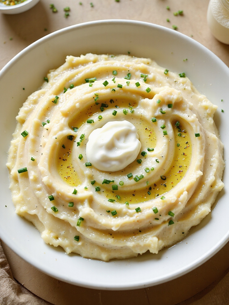 roasted garlic chive mashed potatoes