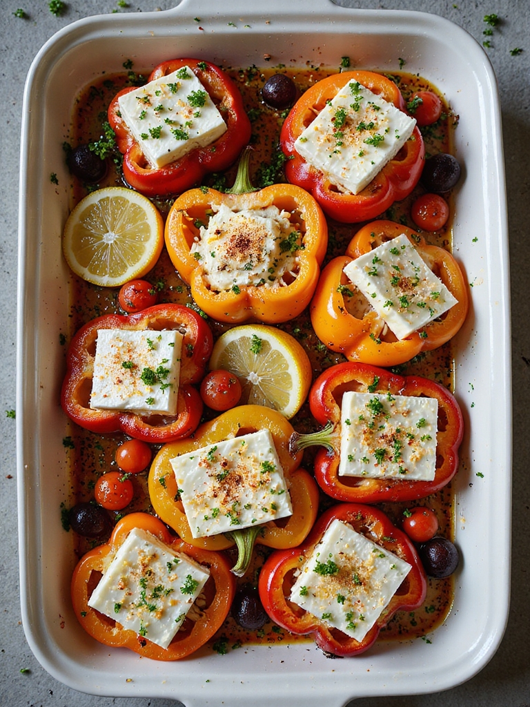 roasted peppers with feta