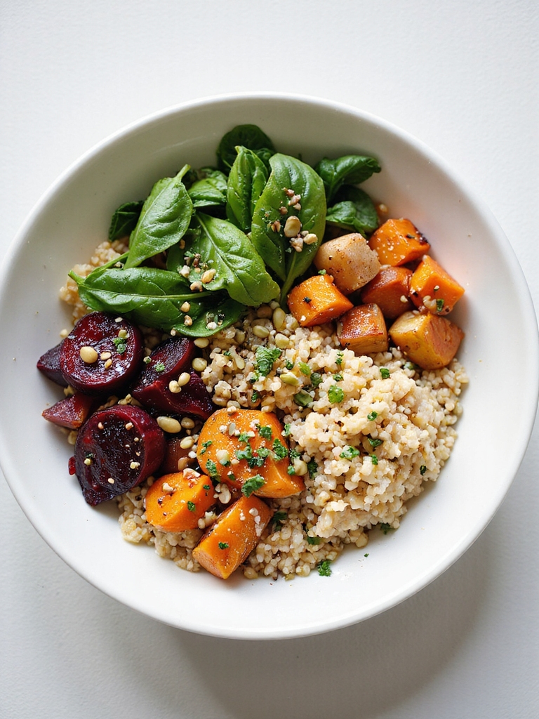roasted root vegetable quinoa bowl