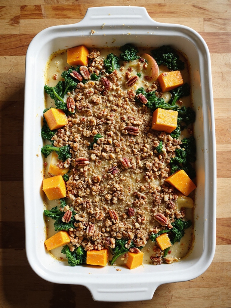 roasted squash kale casserole