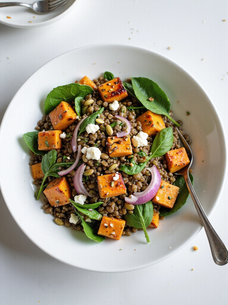 roasted sweet potato lentil salad
