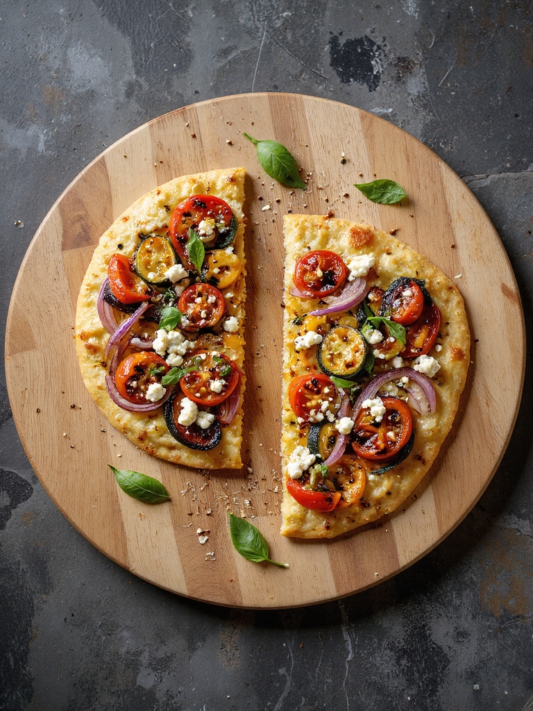 roasted vegetable goat cheese flatbread
